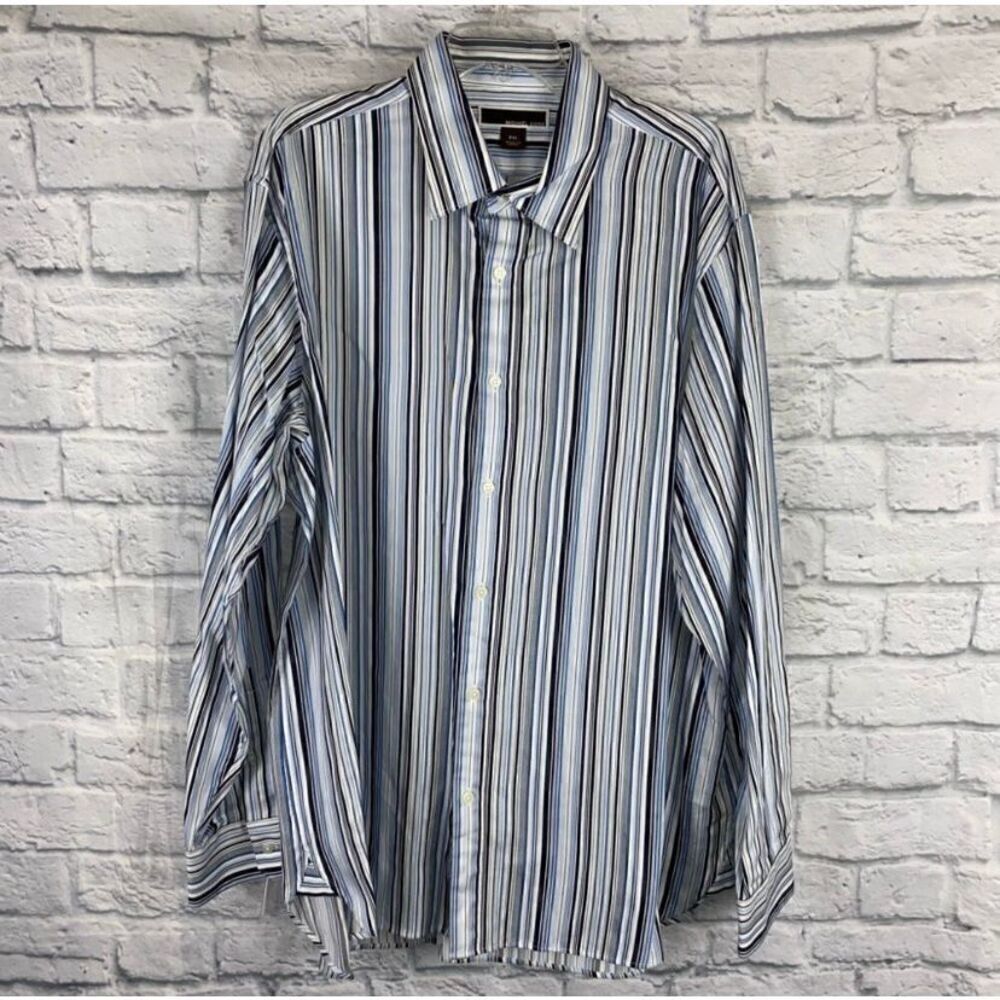 Michael Kors Longsleeve button down stripe dress shirt w/button cuffs men XXL